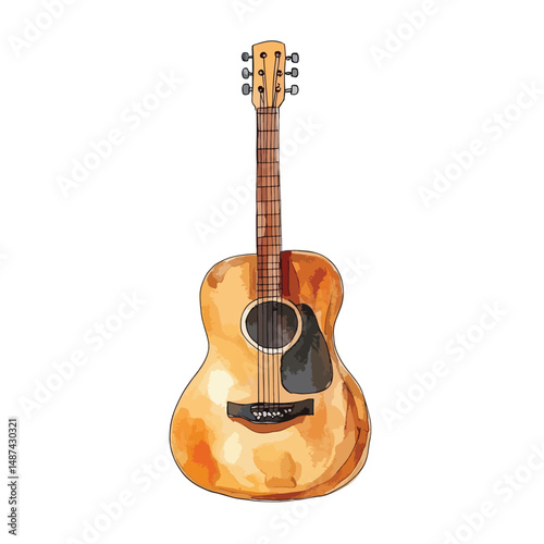 watercolor illustration of Guitar clipart isolated