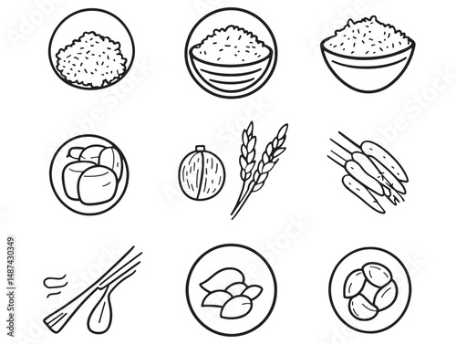 Jasmine Rice Elegant Minimalist Line Art Illustration