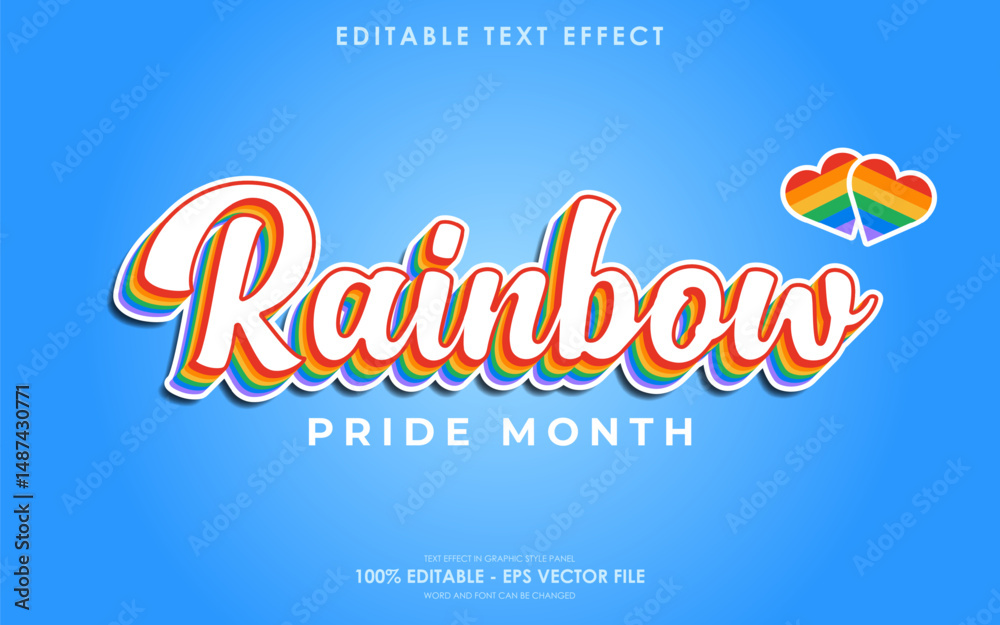 Editable rainbow pride month text effect