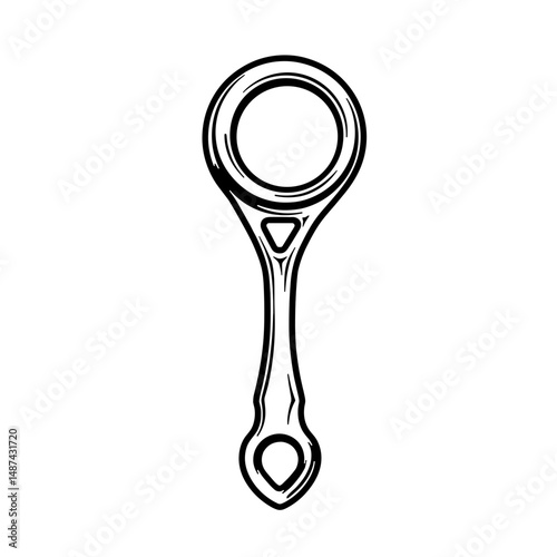 Minimalist line art rattle with handle and round top, clarity design