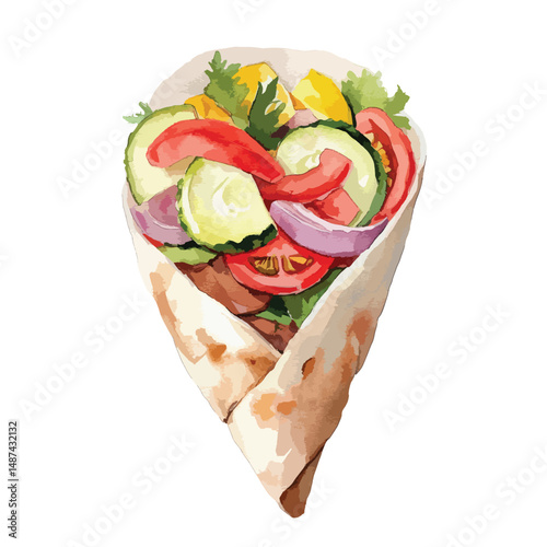 watercolor illustration of Gyros clipart isolated
