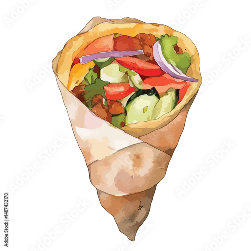 watercolor illustration of Gyros clipart isolated