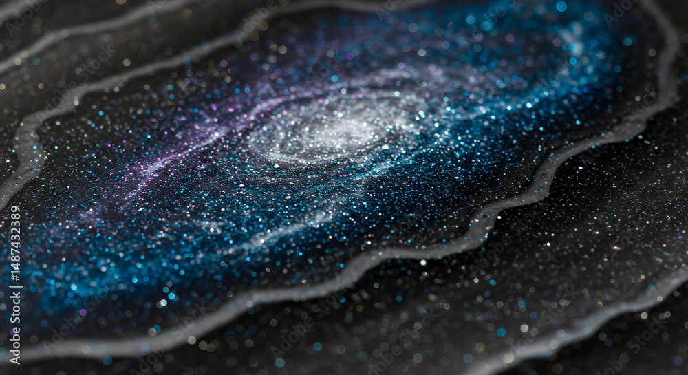 Fototapeta premium Abstract Glitter Swirls on Dark Background