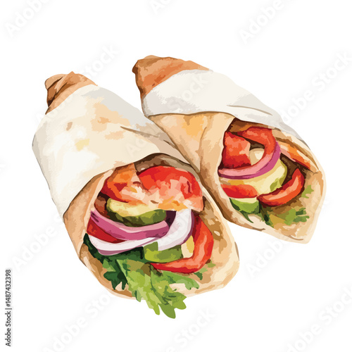 watercolor illustration of Gyros clipart isolated