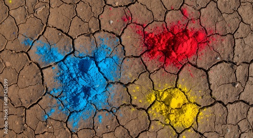 Colored Powder on Cracked Earth