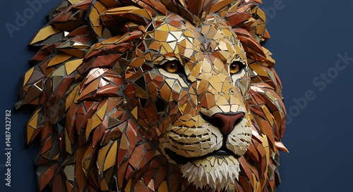 Lion mosaic art
