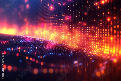 Geometric Patterns Showcase a Pulsating Heartbeat Resembling a Vibrant Display of Colors on a Digital Monitor
