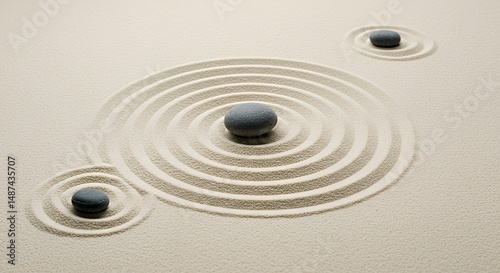 Wallpaper Mural Zen Garden with Stone and Sand Circle Torontodigital.ca