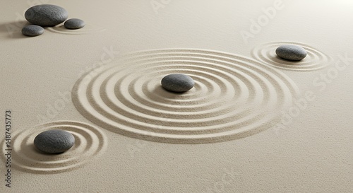 Wallpaper Mural Zen Garden with Rock and Sand Circles Torontodigital.ca