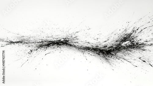 Abstract Ink Splash on White Canvas, Representing Minimalist Art and the Art of Calligraphy photo