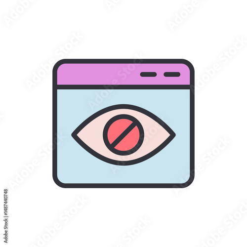 Website Privacy Concerns Illustration Showing Restricted Viewability Symbol