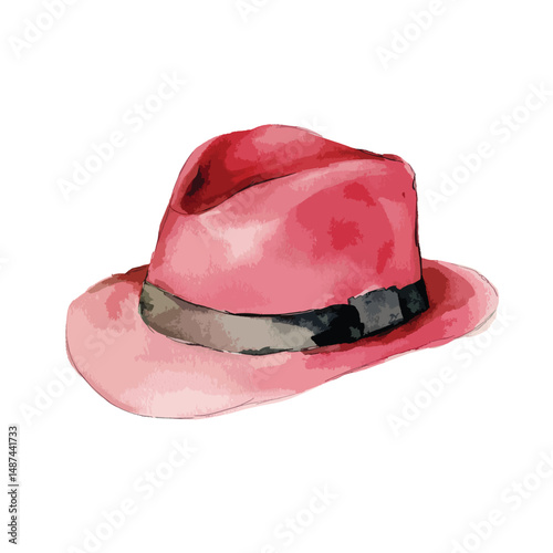 watercolor illustration of Hat one color solid color