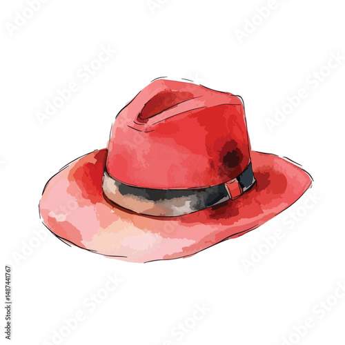 watercolor illustration of Hat one color solid color