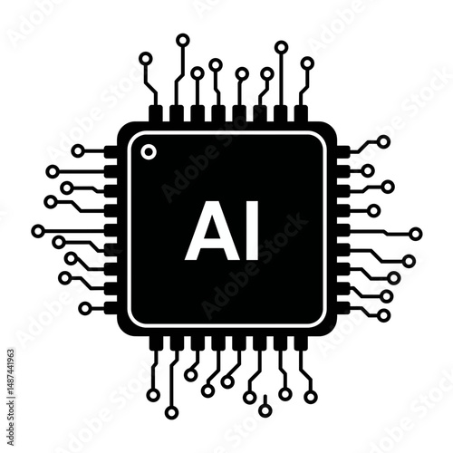 AI Chip Design: A sleek, digital representation of an artificial intelligence chip, emphasizing the integration of AI within modern technology and innovation.