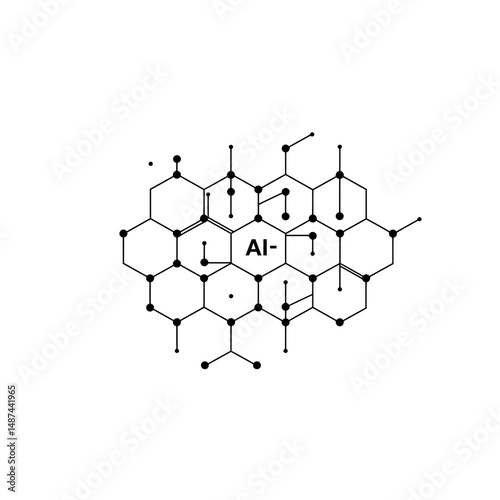 AI Molecule Structure: Geometric representation of an artificial intelligence molecule, illustrating the complex connectivity and innovative structure.