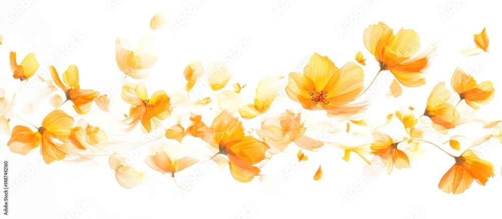 Fototapeta premium A Stunning Panorama of Orange Flowers in Motion