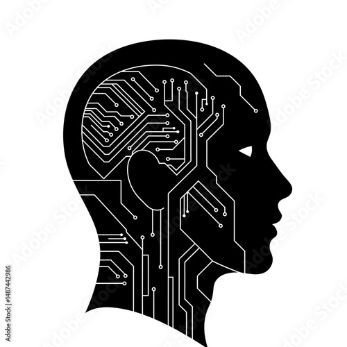 Digital Mind: A sleek and minimalist representation of the human mind integrated with technology, depicting the seamless fusion of intellect and digital innovation.