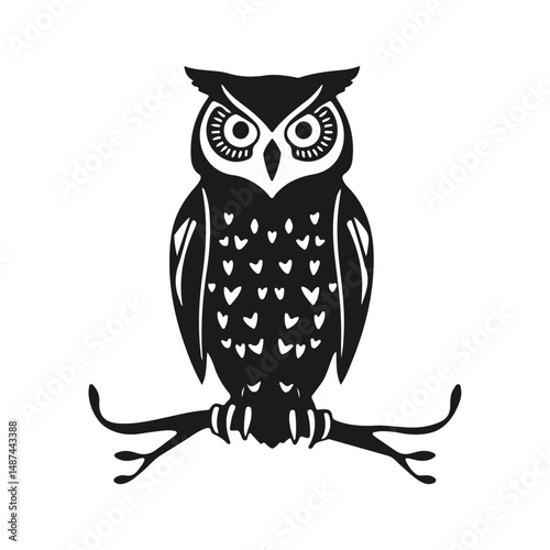 Owl logo with sharp gaze, clean lines, symbol of wisdom and power. vector owl, owl emblem, night bird, tribal owl