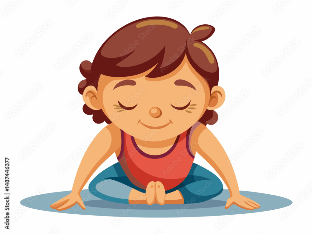 A yogi resting in child’s pose (Balasana) with arms stretched forward. White background, resting and grounding position A yogi resting in child’s pose (Balasana) with arms stretched forward. White background, resting and grounding position