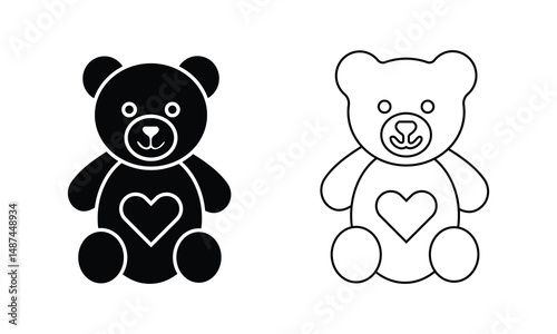 Teddy bear icon symbol vector design. Vector illustration of teddy bears line art. Animal, Beer toy, doll vector illustration.