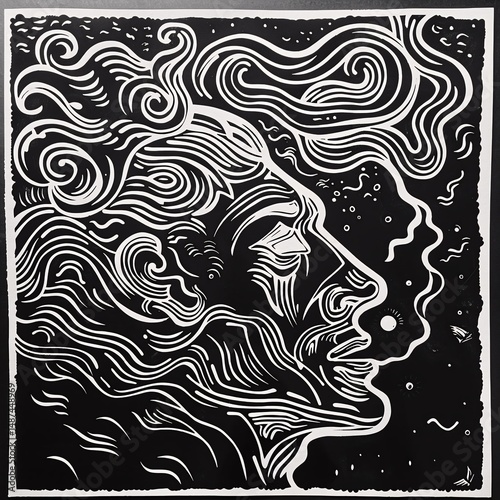 A thinker's portrait in profile, with a contemplative expression and swirling energy behind their head, representing the transition from the unconscious to consciousness.