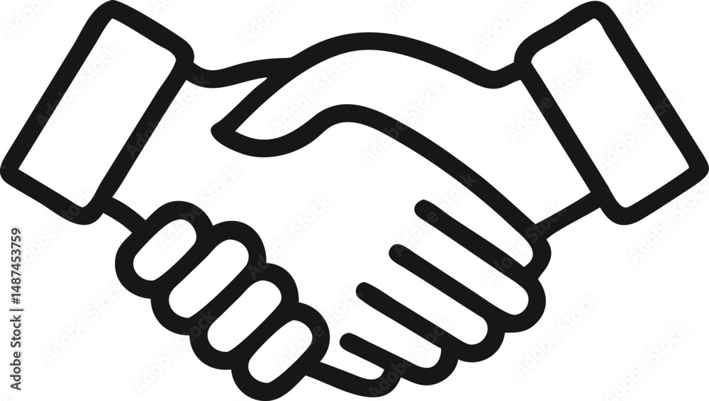 Obraz premium Simple Line Art Illustration of a Business Handshake