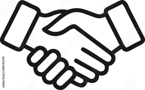 Simple Line Art Illustration of a Business Handshake
