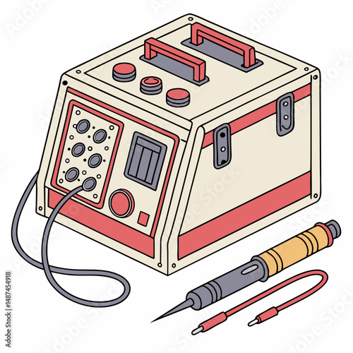 Creative Nerve Conduction Velocity Machine Vector Illustration | Detailed NCV Equipment Icon for Neurology, EMG, and Diagnostic Testing Graphics
