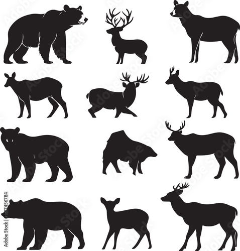 Canvas Print wild animals silhouettes