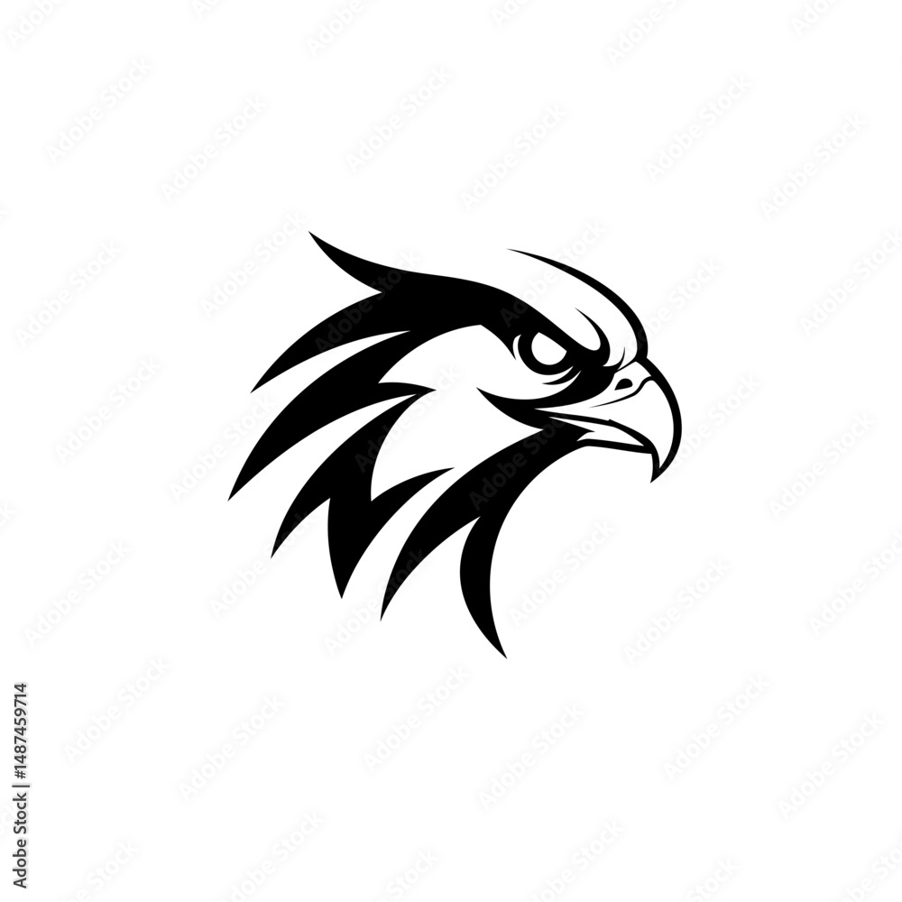Obraz premium The Majestic Eagle's Gaze: A striking, close-up of an eagle's head, with a piercing gaze and powerful beak, embodying strength and freedom in stark black and white.