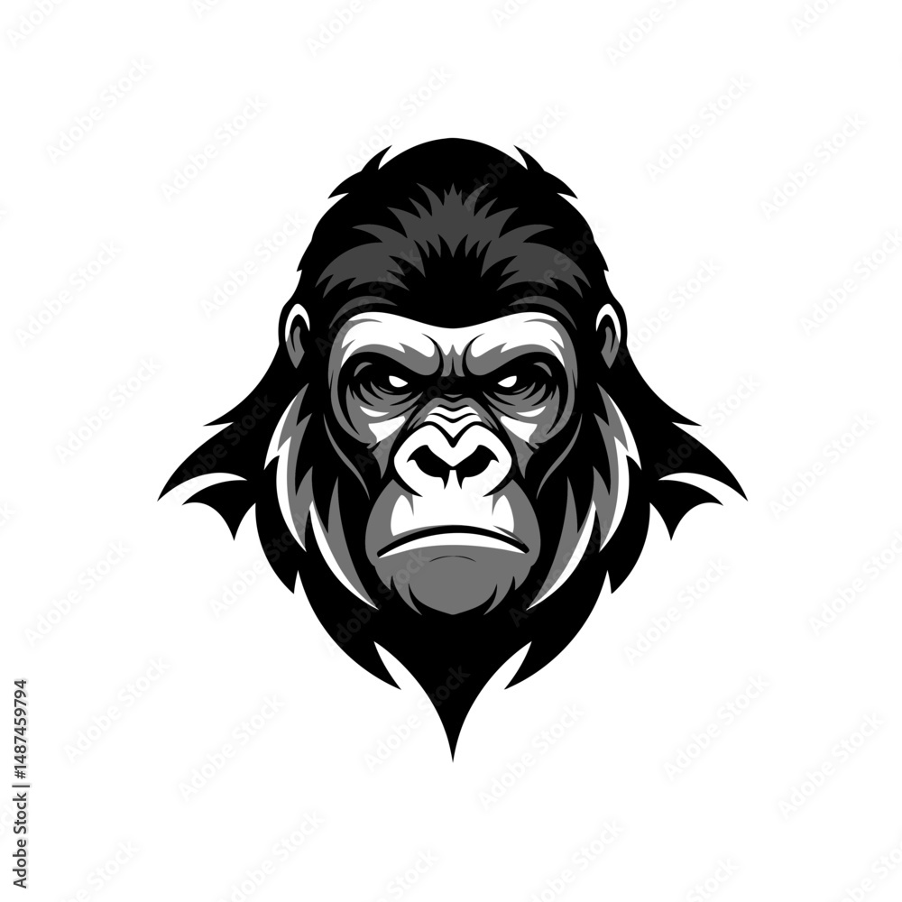 Fototapeta premium Majestic Gorilla Portrait: A powerful and dignified portrait of a gorilla, its intense gaze and imposing features captured in stunning detail.