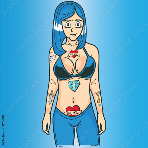 illustration of sexy girl with mini clothes, vector illustration