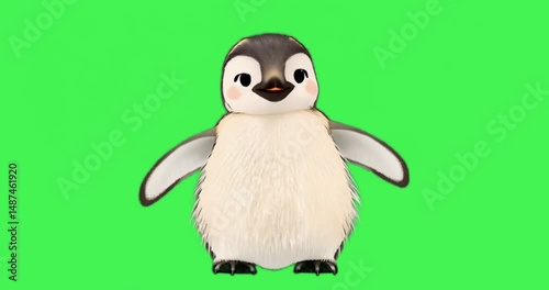 green screen, penguin stomping
