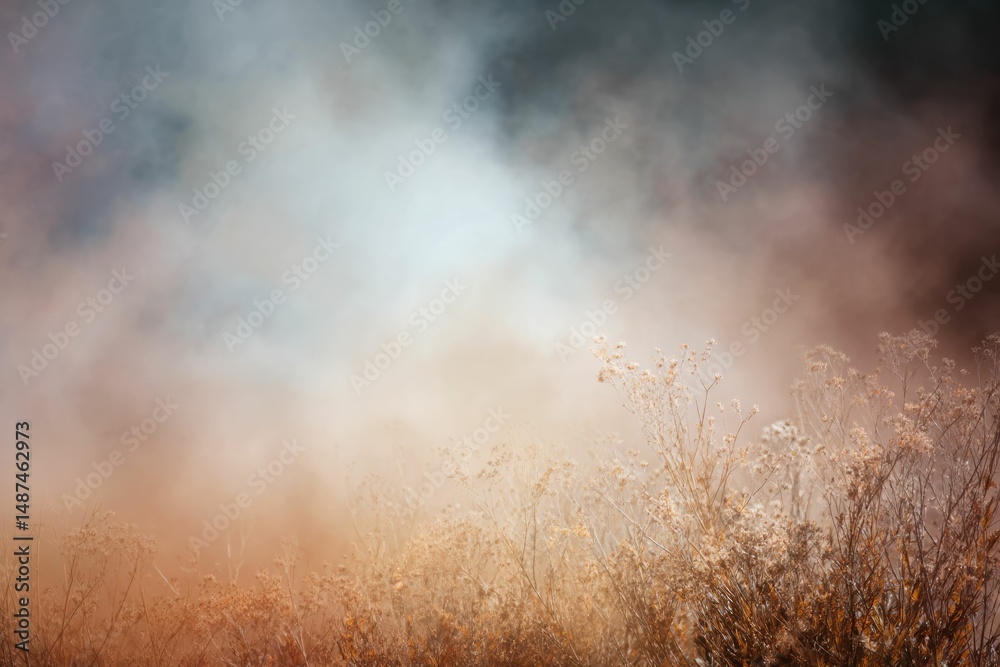 Fototapeta premium Misty Field: Golden Grass in a Dreamlike Haze