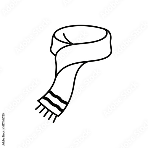 Elegant Winter Scarf: A simple, clean-lined illustration of a cozy winter scarf, perfect for conveying warmth and style in colder seasons. 