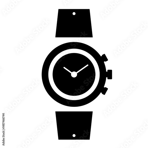 Timeless Elegance: A classic wristwatch, portrayed in a minimalist monochrome style, signifies precision and style. 