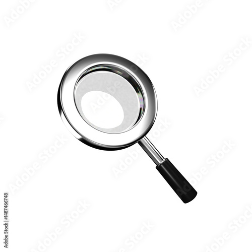 3d render isolated silver magnifying glass illustration