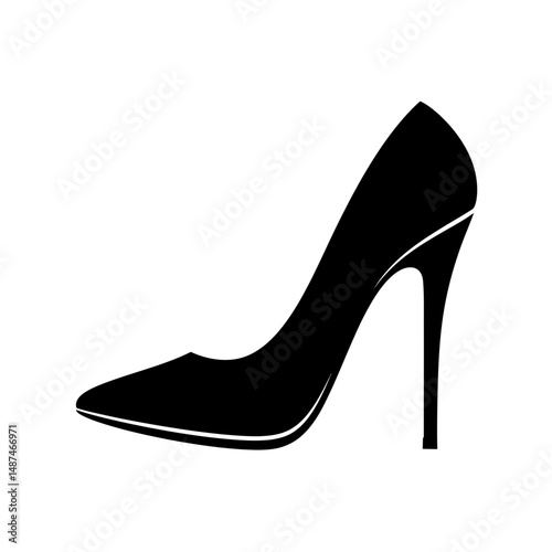 Elegant Stiletto Silhouette: A sleek, black stiletto heel stands in striking monochrome, its refined design a testament to timeless elegance.