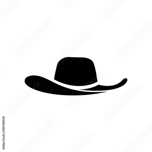 Cowboy Hat: A simple yet iconic silhouette of a cowboy hat. Bold black shape on the backdrop, conveying timeless appeal.