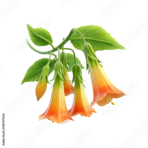 Vibrant Orange Angel's Trumpet Flowers in Bloom