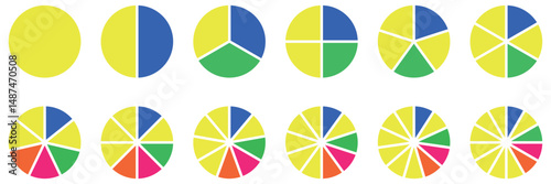 Transparent PNG available A collection of abstract segmented pie charts in pastel colors representing data statistics and analysis for business and information visualizatio