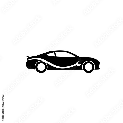 Automotive Excellence: A sleek, stylized silhouette of a modern automobile, symbolizing speed and precision, accompanied by a wrench motif.