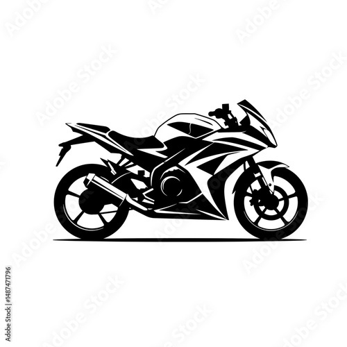 Sportbike Silhouette: A sleek, powerful sportbike is captured in a dynamic silhouette, showcasing its aerodynamic design and performance.