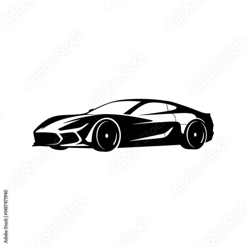 Sleek Silhouette: A dynamic monochrome illustration of a modern coupe, showcasing a streamlined design, embodying speed and luxury. 