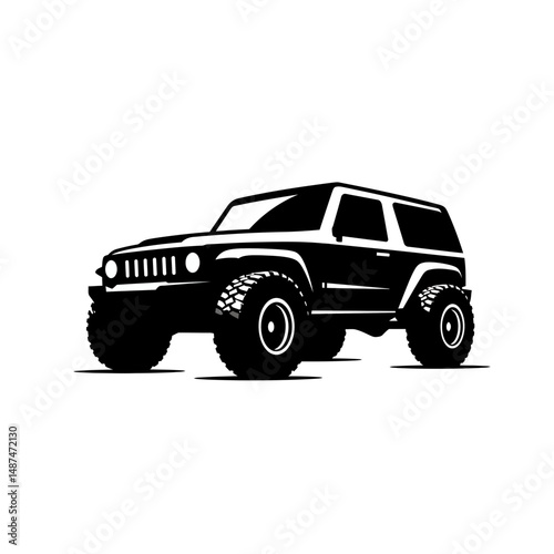 Robust Terrain Conqueror: An iconic, rugged SUV stands poised, ready to traverse the most challenging landscapes. This meticulously crafted illustration embodies strength, adventure.