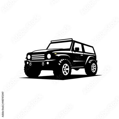 Off-Road Vehicle Icon: A sleek, black off-road vehicle silhouette, embodying adventure and ruggedness, is presented against a clear backdrop, hinting at limitless exploration and outdoor pursuits.
