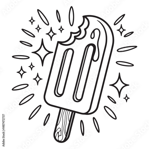Popsicle with Sparkles Coloring Page
