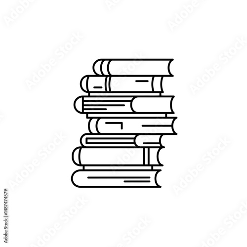 Stacked Books: A monochrome portrayal of a stack of books, symbolizing knowledge, learning, and the pursuit of wisdom. A classic symbol of education and intellectual exploration.