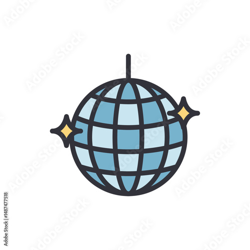 Stylized Disco Ball With Sparkling Light Effects Illustration