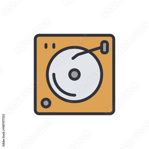 Digital Icon Of Vintage Turntable Or Record Player Illustration